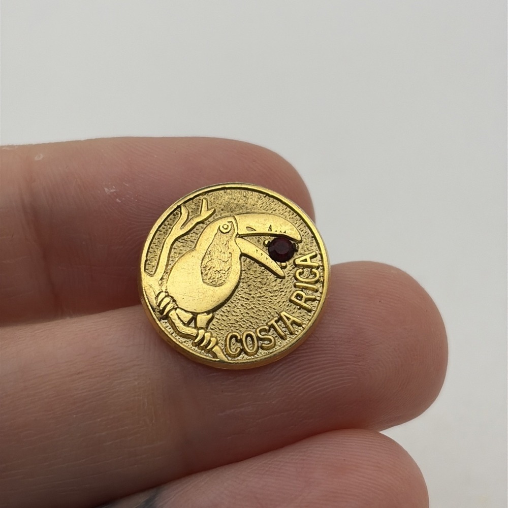 Costa Rica Central America Toucan Bird Ruby-like Gemstone Lapel Hat Pin